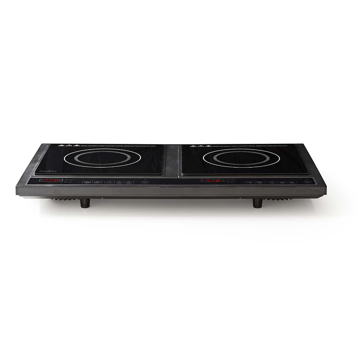 Nedis KAIP112CBK2 induktionskogeplade med to zoner i sort design med digitale kontroller og display