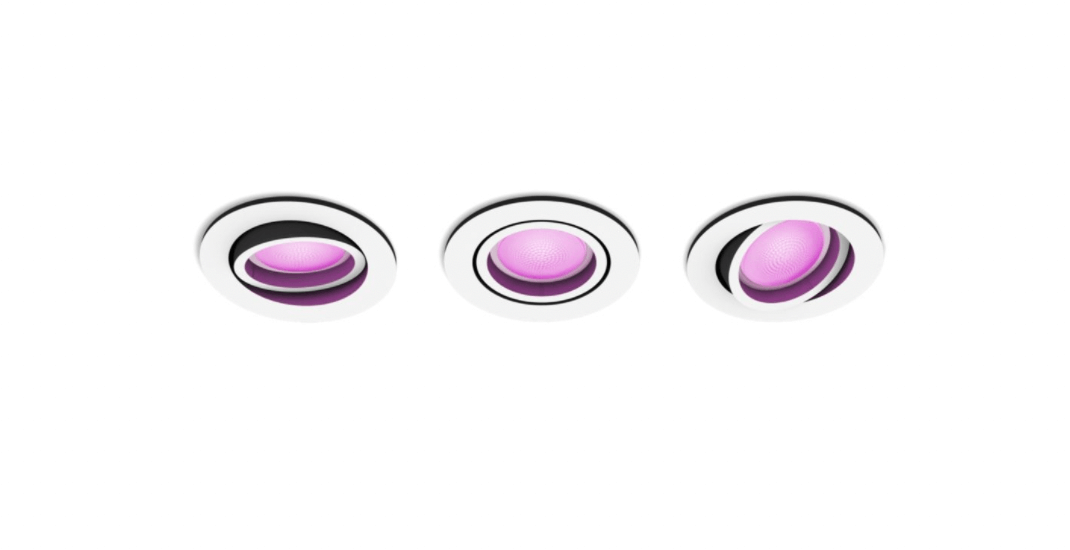 Philips HUE Color Centura indbygningsspots i pakke med tre enheder med runde lampehuse hvide og lilla lysdioder