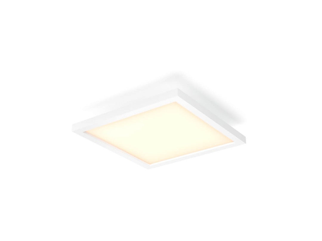 Philips HUE Aurelle loftpanel i hvidt design med blødt lys som skaber en behagelig atmosfære i rummet