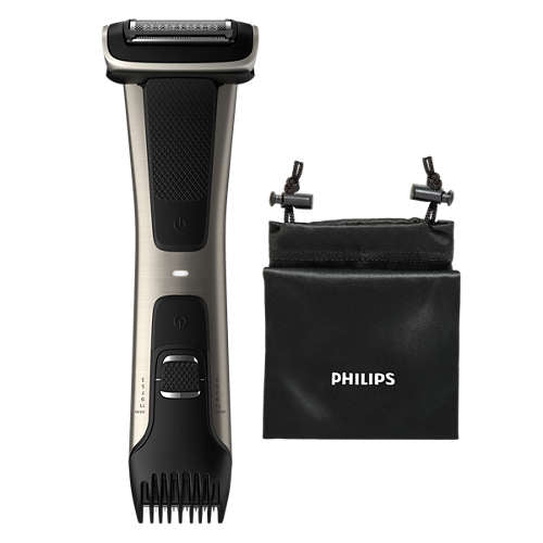 Philips BG7025/15 vandafvisende kropstrimmer Bodygroom med ergonomisk design og opbevaringstaske, ideel til trimning og barbering af kropsbehåring