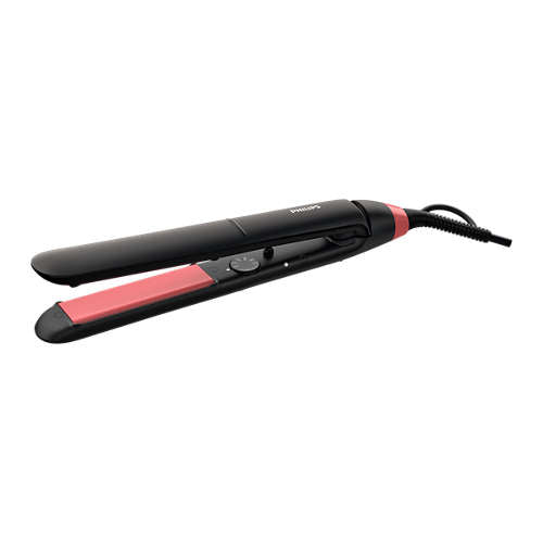 Philips BHS376/00 fladjern med ThermoProtect i sort og pink design med en glat overflade og knapper til temperaturindstilling