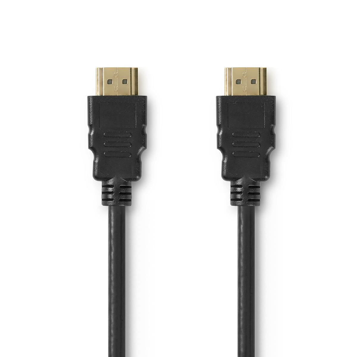 Nedis 4K Premium High Speed HDMI-kabel med Ethernet på 5 meter viser to HDMI stik i sort farve i begge ender af et langt kabel
