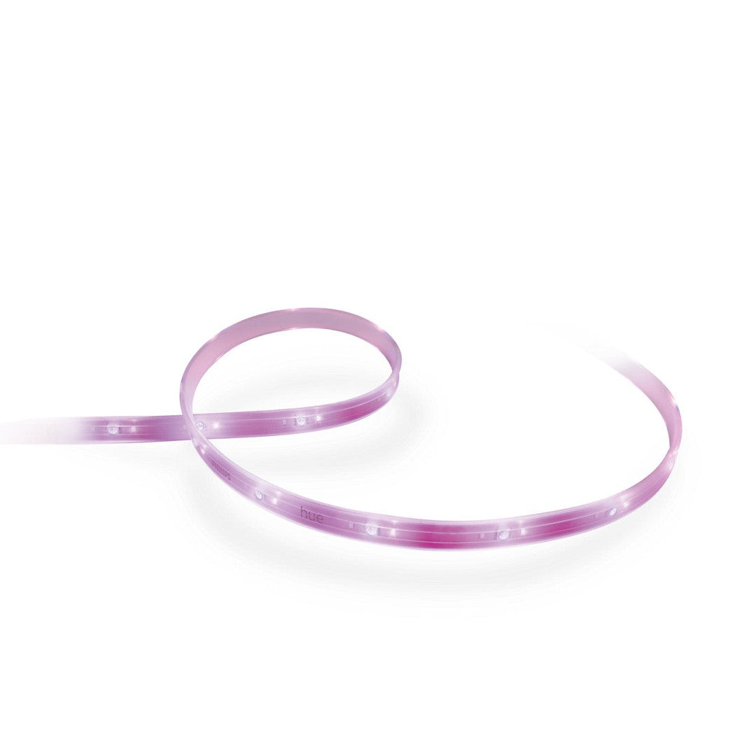 Philips Hue White og farvet ambiance Lightstrip Plus forlængelse V4 i en 2 meter lang lysstribe i lilla med indbyggede LED-lamper til atmosfærisk belysning