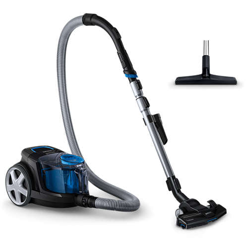 Philips FC9331/09 poseløs støvsuger Power Pro Compact i sort farve med en gennemsigtig støvbeholder og tilbehør til rengøring af forskellige overflader