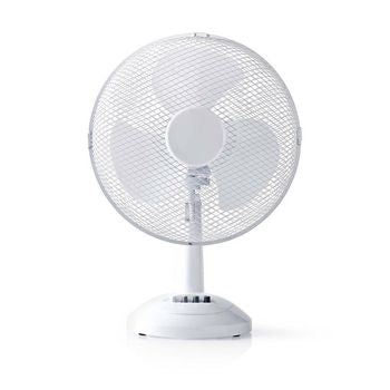 Bordventilator fra Nedis med 30 cm diameter i hvid farve tre hastigheder og drejefunktion