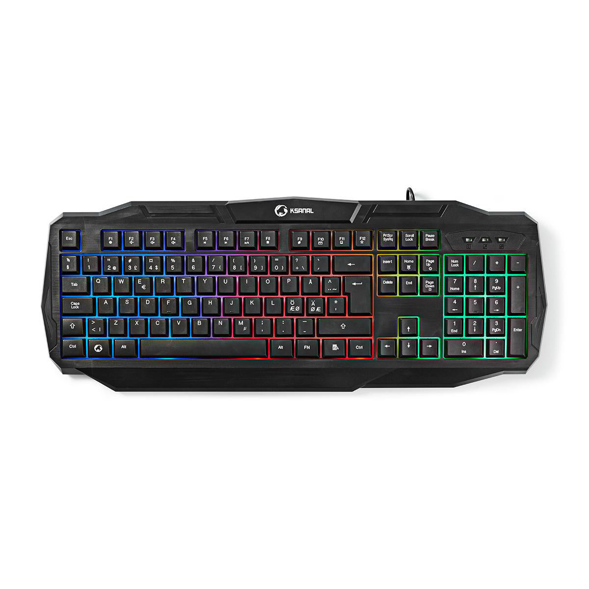 Billede af Nedis GKBD100BKND Kablet Gamingtastatur med USB 2.0 i nordisk layout og sort farve tastatur med baggrundsbelysning i forskellige farver