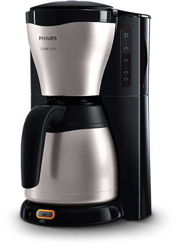 Philips HD7546/20 kaffemaskine med termokande i sort og metal med en elegant design og en praktisk termokande der holder kaffen varm i lang tid
