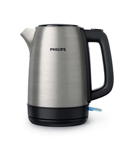 Elkande fra Philips i metal med en kapacitet på 1,7 liter og en stilren, moderne design samt en sort håndtag
