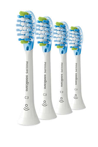 Fire Philips HX9044/17 Sonicare C3 Premium Plaque Defence tandbørstehoveder med en moderne design og bløde børster til effektiv rengøring af tænderne