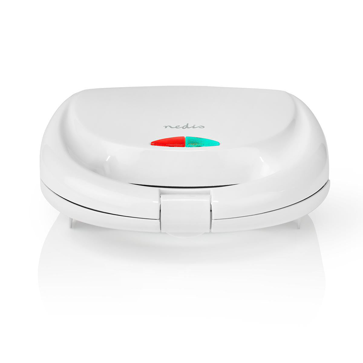 Nedis KASM100WT toastmaskine i hvid farve med lysindikatorer i rød og grøn samt et kompakt og moderne design