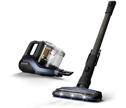 Philips XC8043/01 ledningsfri håndstøvsuger med skaft og aftagelig støvbeholder i moderne design og med lys på mundstykket