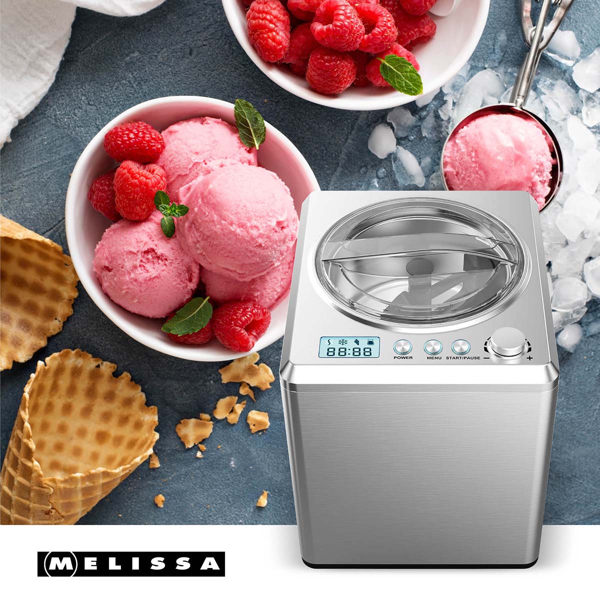 MELISSA - Ismaskine 2L 180W børstet rustfrit stål - 16310193