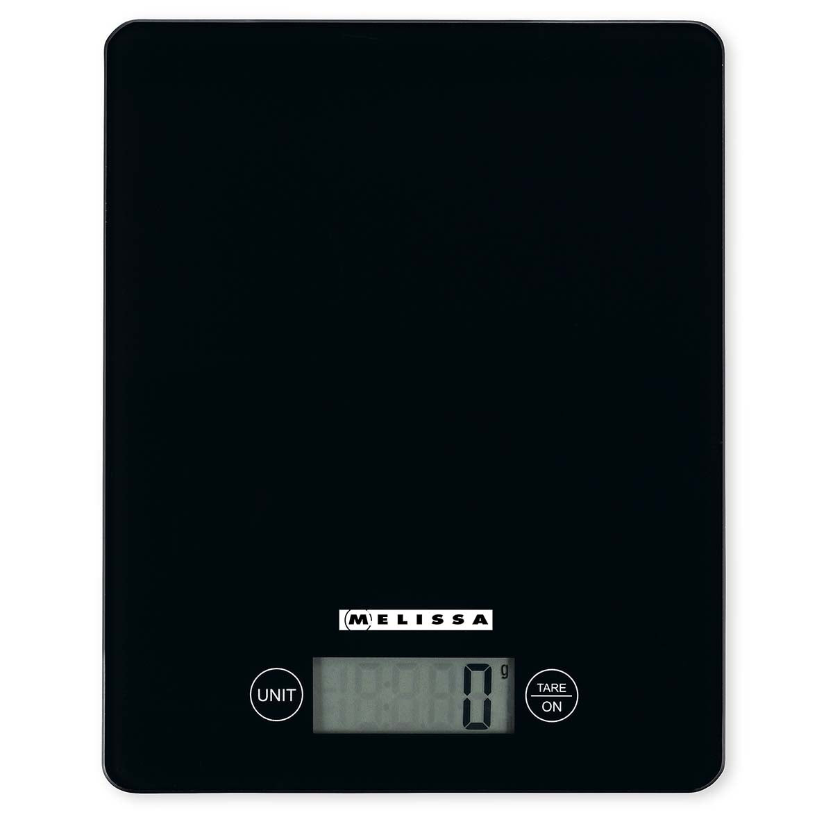 MELISSA - Digital køkkenvægt | Hærdet glas | LCD-display | Maks. 5 kg | Tara-funktion | 1 grams intervaller | Gram / Ounce / Pund / Milliliter | Sort - 16310231