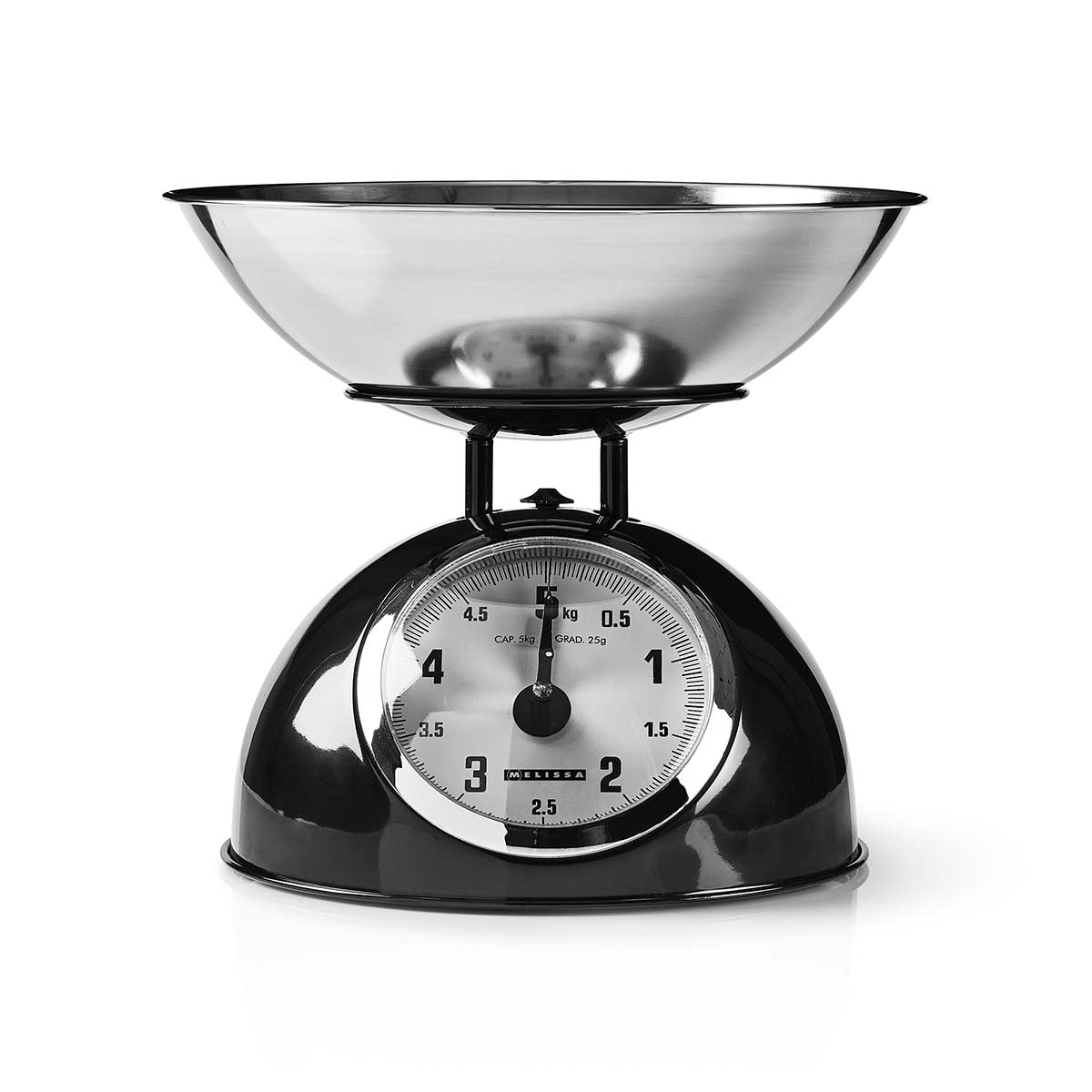 MELISSA - Retro køkkenvægt | analog | aftagelig skål | maks. 5 kg | 25 grams intervaller | Sort - 16310238