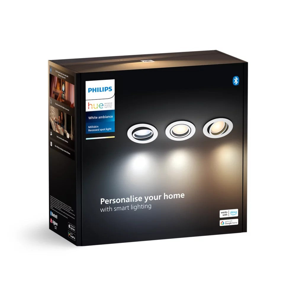 Philips Hue White Ambiance Milliskin Indbygningsspot 3-pak - Hvid