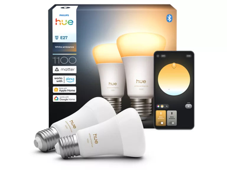 Philips Hue White Ambiance E27 dobbeltpakke Bluetooth 1100lumen - Butik24