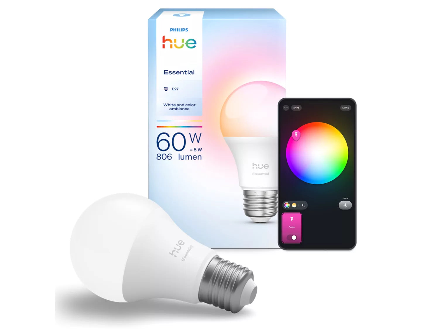Philips Hue Essential A60 - E27 pære - 806 lm - 8 W