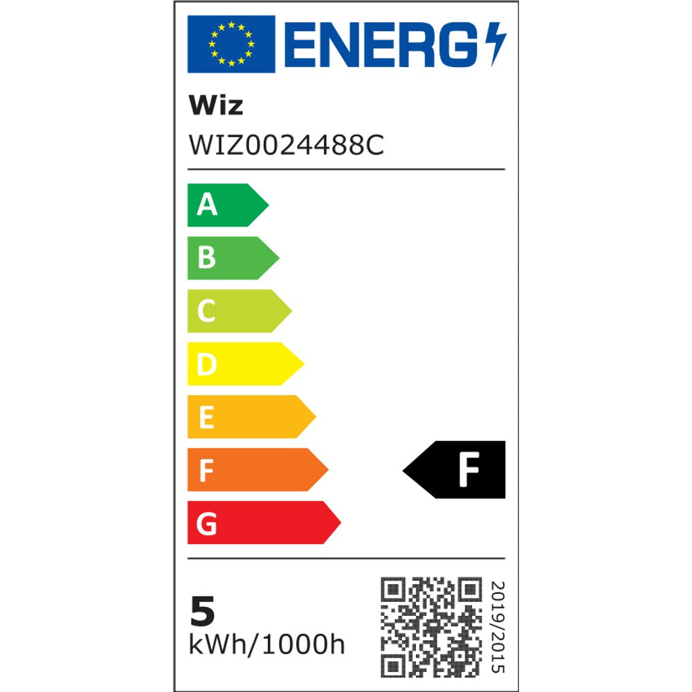 EU-energimærke: EU-energimærke, WIZ Kerte 40 W C37 E14 (klasse F)
