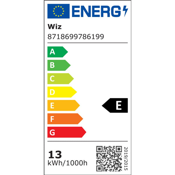 EU-energimærke: EU-energimærke, WIZ Pære 100 W A67 E27 (klasse E)