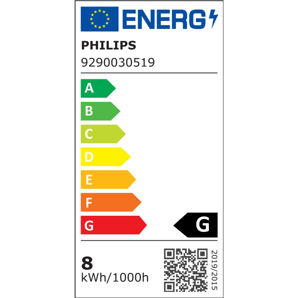 EU-energimærke: EU-energimærke, Philips Hue Whiite Filament E27 Globe G93 Bluetooth (klasse G)