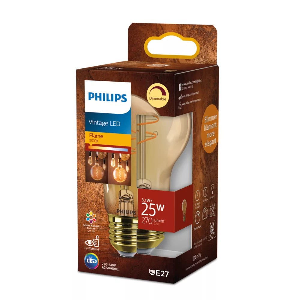 Philips 929004584301 LED Filamentpære Ravfarvet 3,1 W A60 E27 Dæmpbar