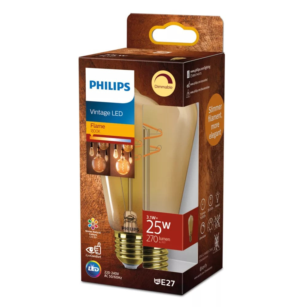 Philips LED Filamentpære Ravfarvet 25W ST64 E27