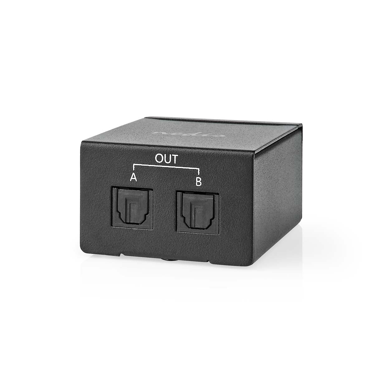 Nedis - Video Transmitter | 1-veje | Indgang til lyd- / video- / dataforbindelser: TosLink Female | Audio / video / dataforbindelser output: 2x TosLink | Trykknap | Metal | Sort - ASPL2512BK