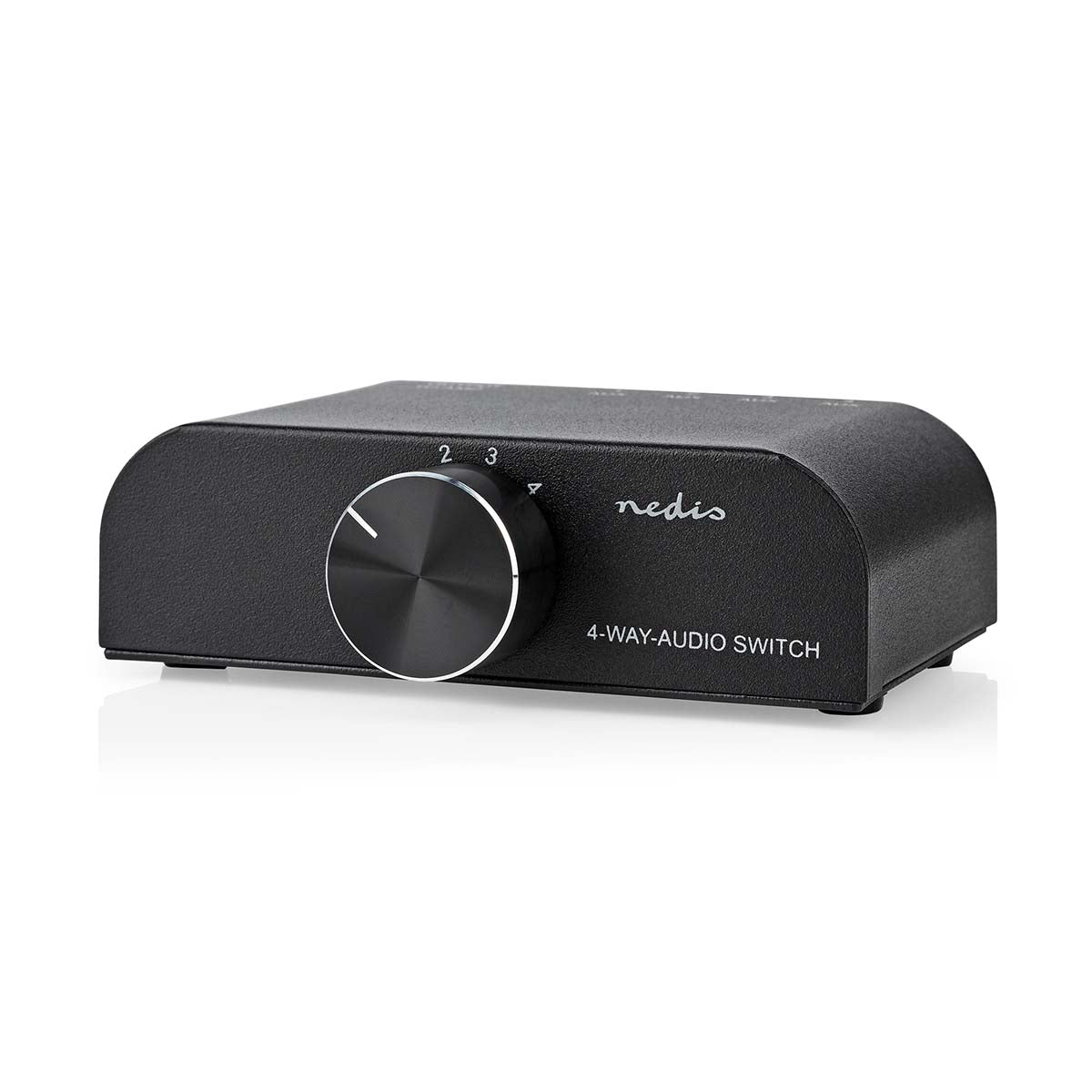 Nedis - Analog lyd switch | 4-Port port(s) | Indgang til lyd- / video- / dataforbindelser: 1x 3.5 mm Audio Input / 3x (2x RCA Female) | Audio / video / dataforbindelser output: 1x (2x RCA Female) | Manual | Metal | Antracit - ASWI2424AT