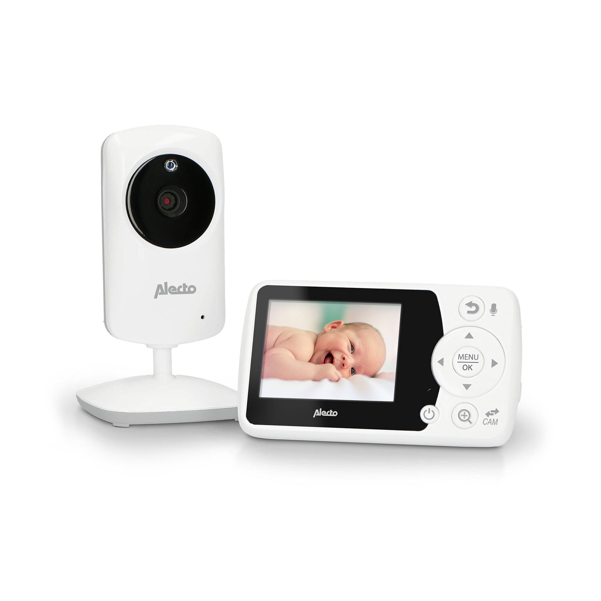Alecto - Babyalarm med kamera og 2,4" farveskærm Hvid - BO64