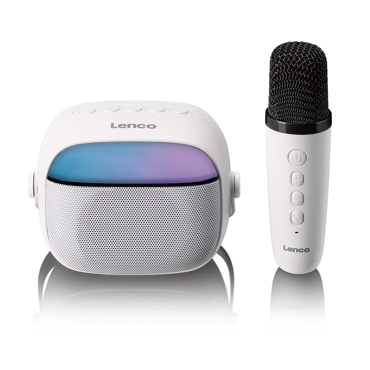 Lenco - Bluetooth®-højttaler med trådløs karaokemikrofon - BTC-020WH