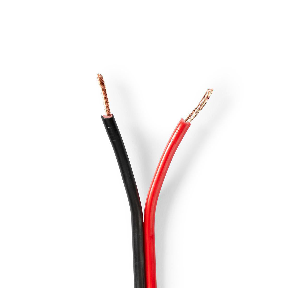 Nedis - Højtaler Kabel | 2 x 1.50 mm² | Kobber | 100 m | Runde | PVC | Rød / Sort | Rulle - CABR1500BK1000