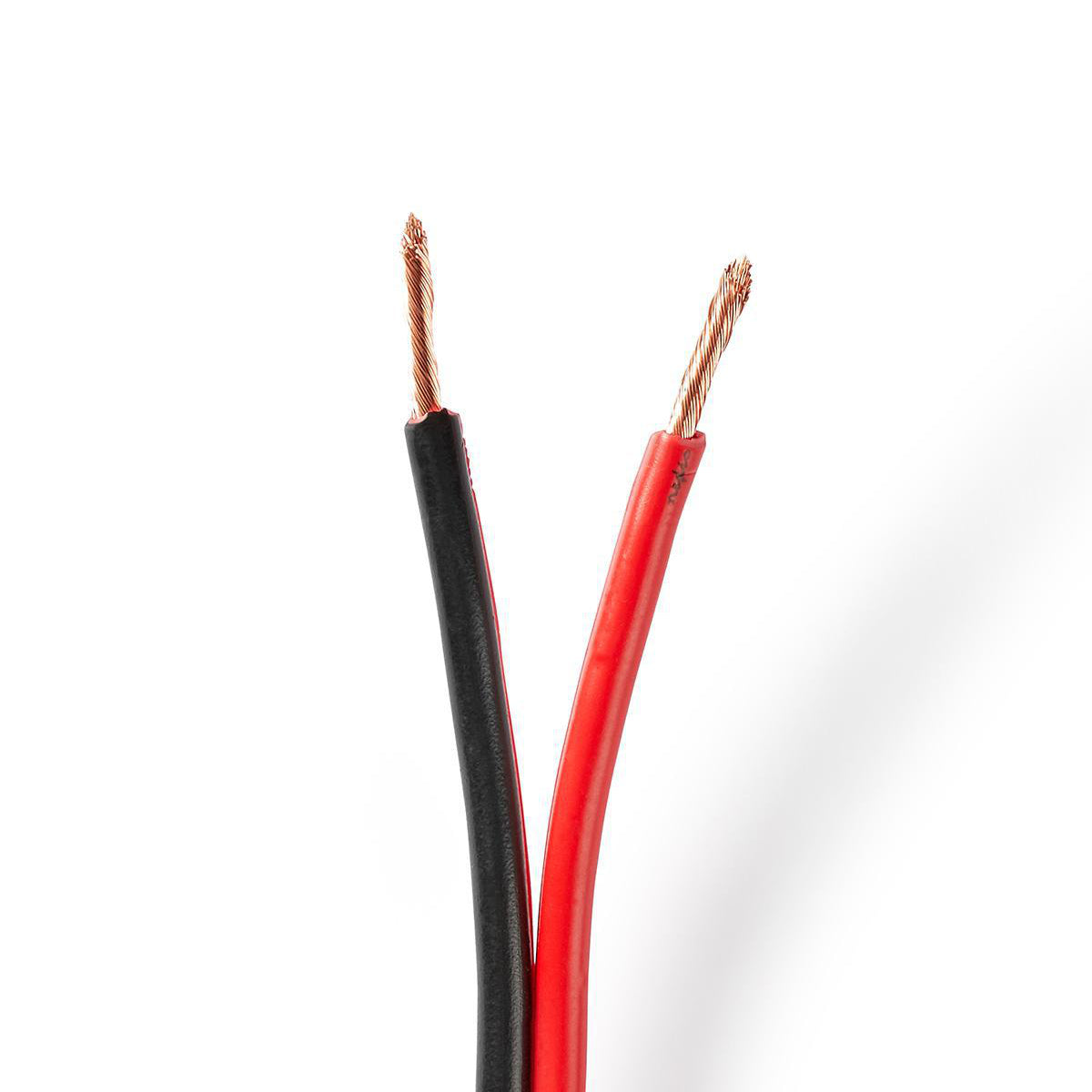 Nedis - Højtaler Kabel | 2 x 2.50 mm² | Kobber | 100 m | Runde | PVC | Rød / Sort | Rulle - CABR2500BK1000