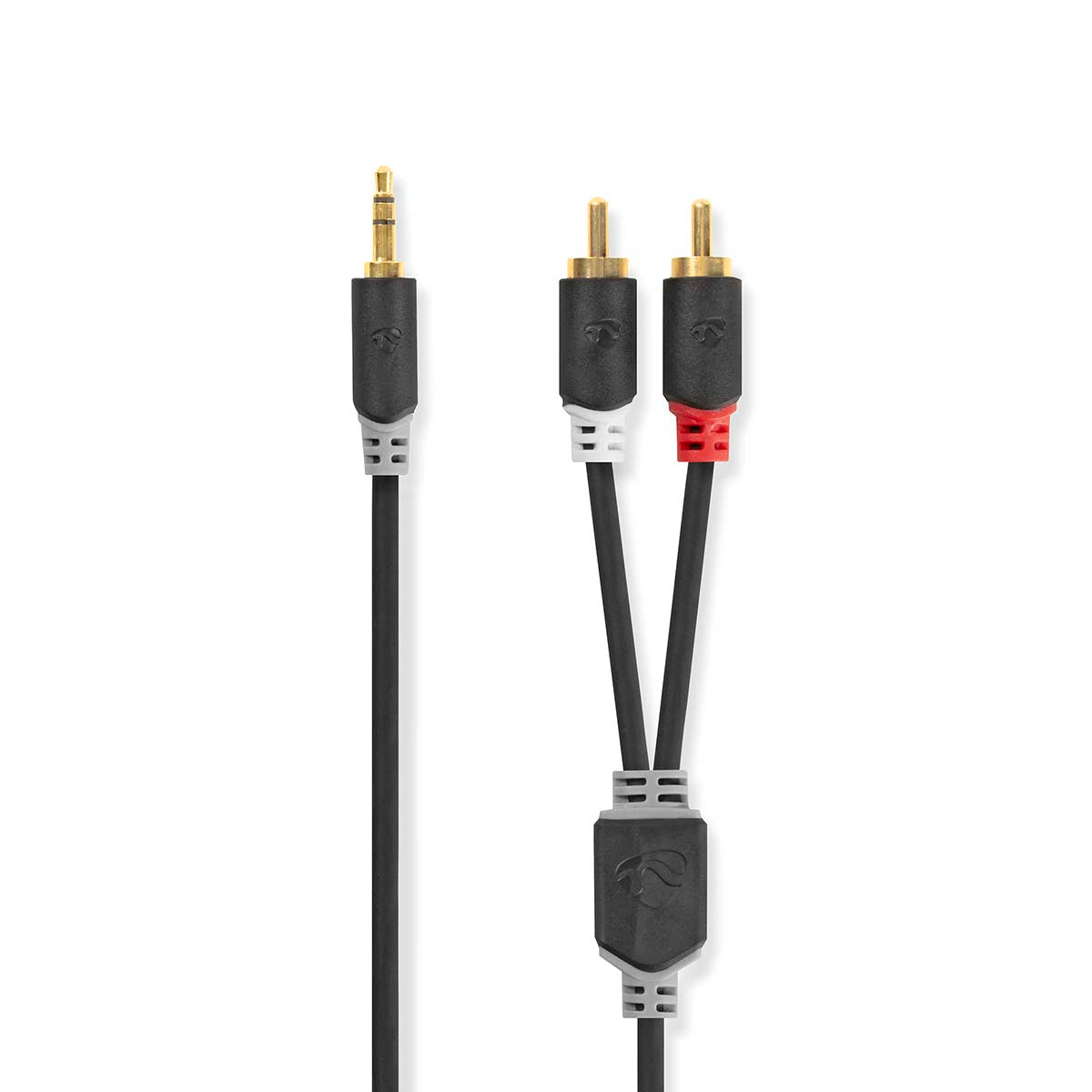 Nedis - Stereo Audio kabel | 3.5 mm Hanstik | 2x RCA Hanstik | Guldplateret | 5.00 m | Runde | Antracit | Box - CABW22200AT50
