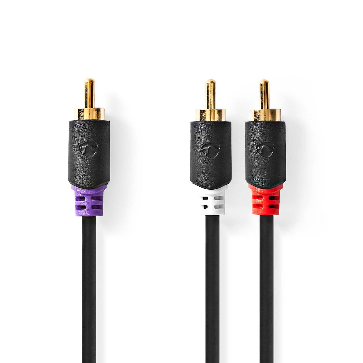 Nedis - Subwoofer kabel | RCA Hanstik | 2x RCA Hanstik | Guldplateret | 3.00 m | Runde | 4.0 mm | Antracit | Box - CABW24000AT30