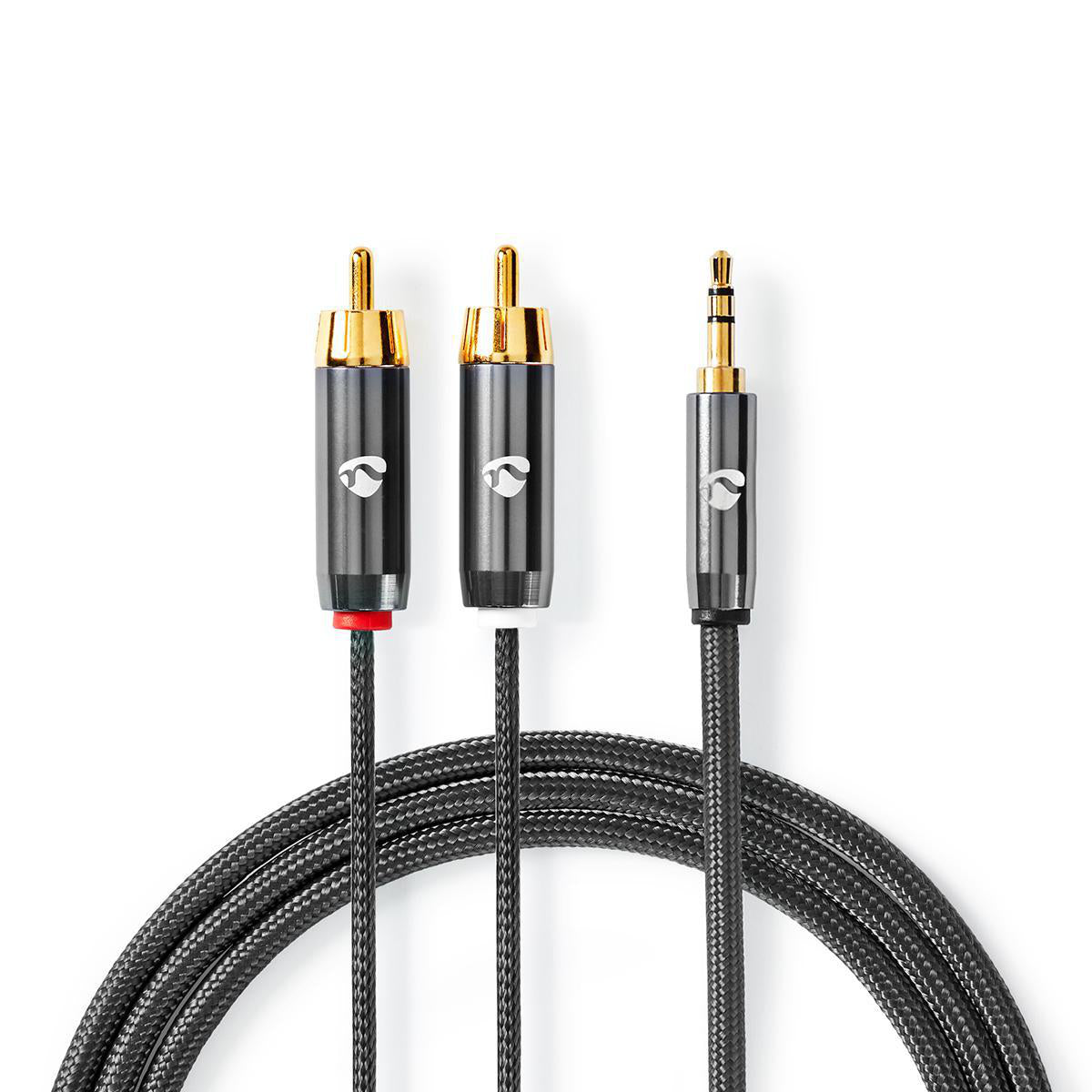 Nedis - Stereo Audio kabel | 3.5 mm Hanstik | 2x RCA Hanstik | Guldplateret | 5.00 m | Runde | Gun Metal Grå | Cover Window Box - CATB22200GY50