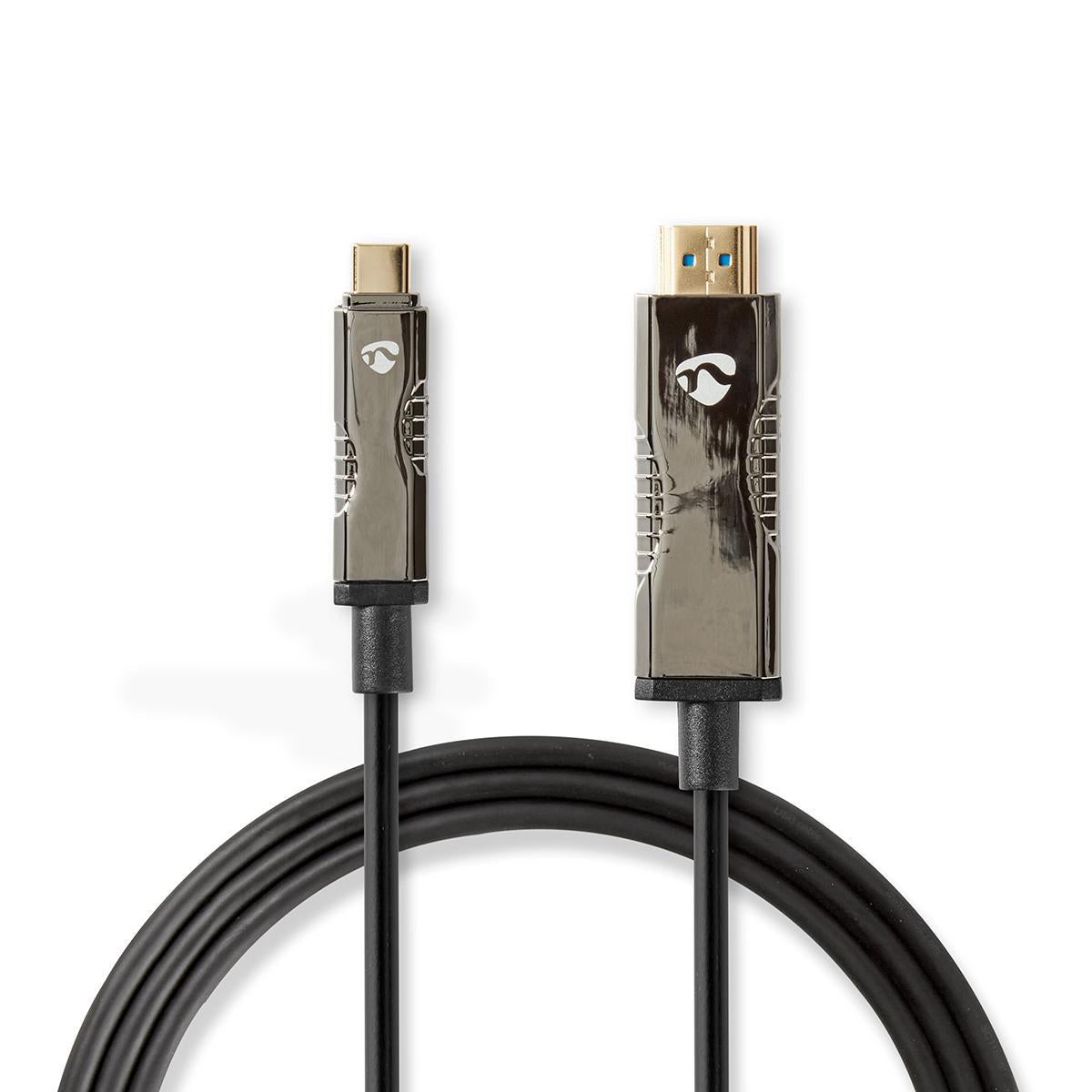 Nedis - Aktiv Optisk USB-kabel | USB-C™ Han | HDMI™ Stik | 18 Gbps | 20.0 m | Runde | PVC | Sort | Gaveæske - CCBG6410BK200
