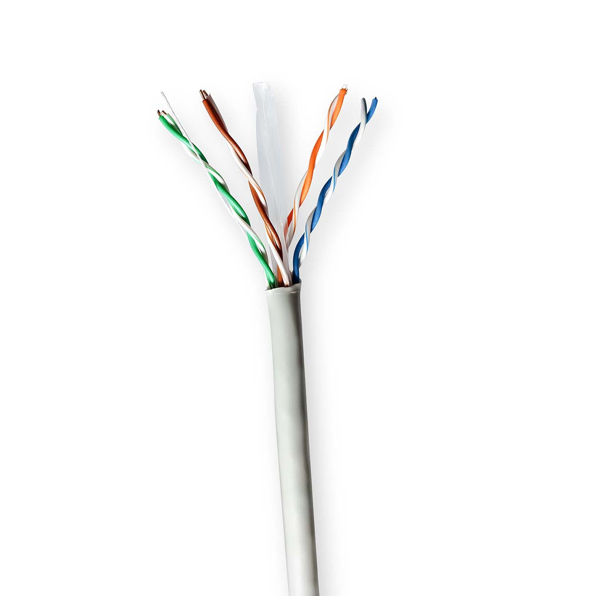 Nedis - CAT6 netværkskabel rulle | Solid | U/UTP | CCA | 100 m | Indendørs | Runde | PVC | Grå | Trækboks - CCBG8520GY100S