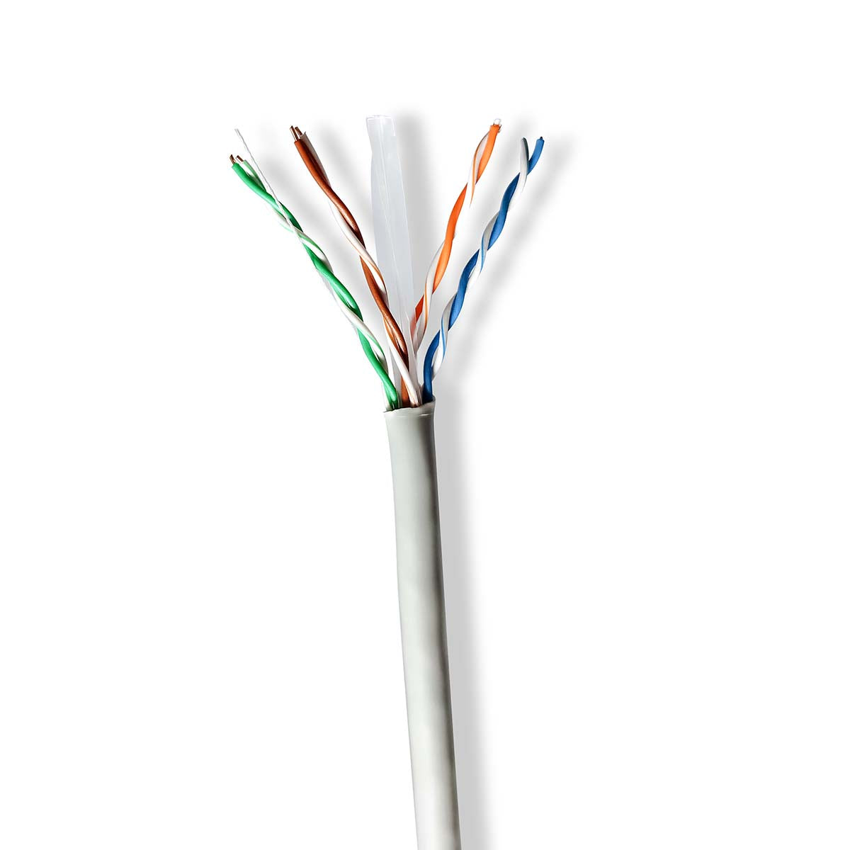 Nedis - CAT6 netværkskabel rulle | Solid | U/UTP | CCA | 305 m | Indendørs | Runde | PVC | Grå | Trækboks - CCBG8520GY305S