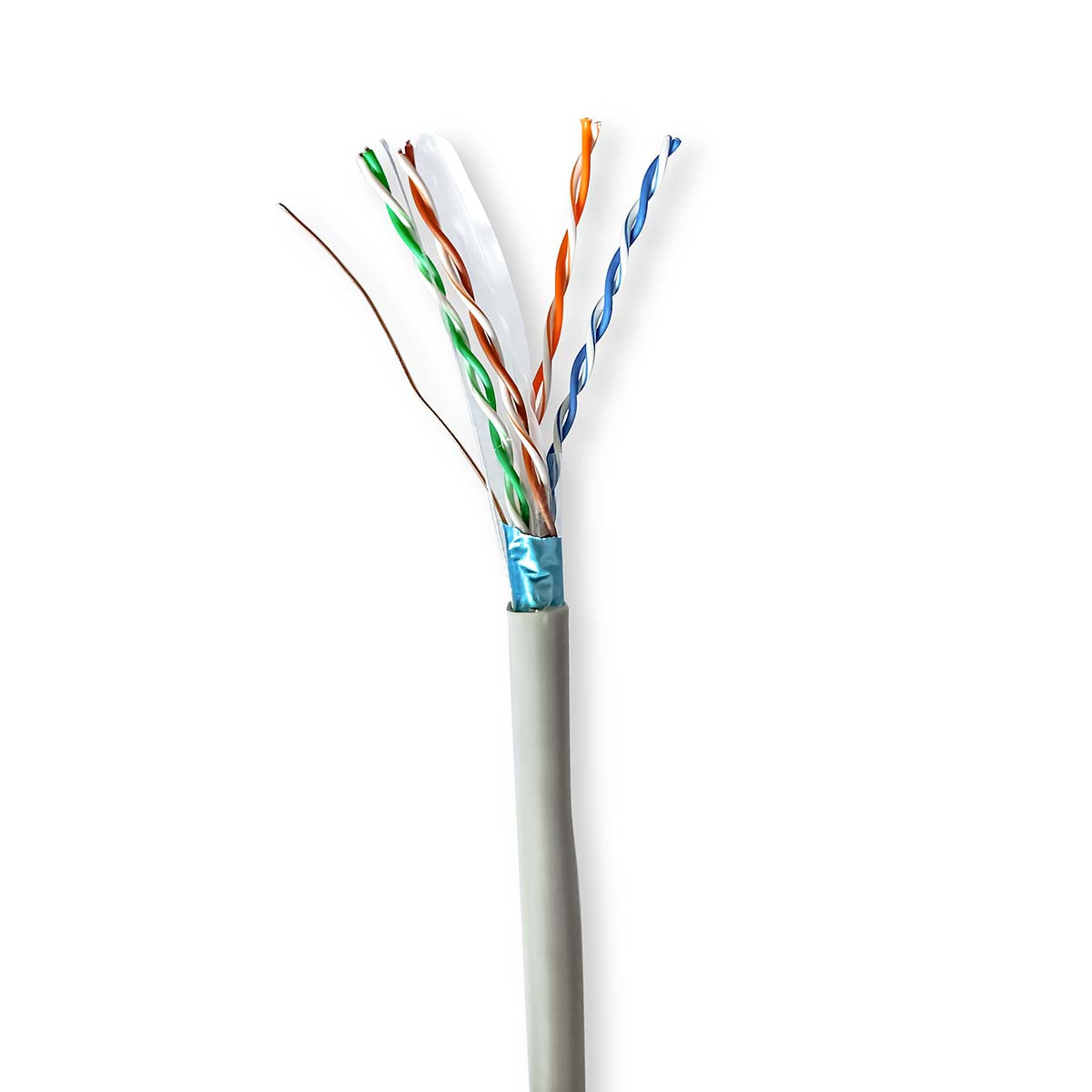 Nedis - CAT6 netværkskabel rulle | Solid | F/UTP | CCA | 305 m | Indendørs | Runde | PVC | Grå | Trækboks - CCBG8522GY300S