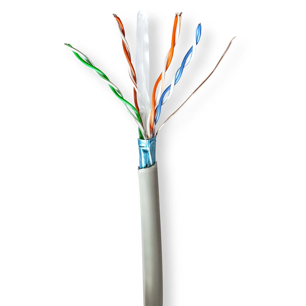 Nedis - CAT6 netværkskabel rulle | Stranded | F/UTP | CCA | 305 m | Indendørs | Runde | PVC | Grå | Trækboks - CCBG8522GY305