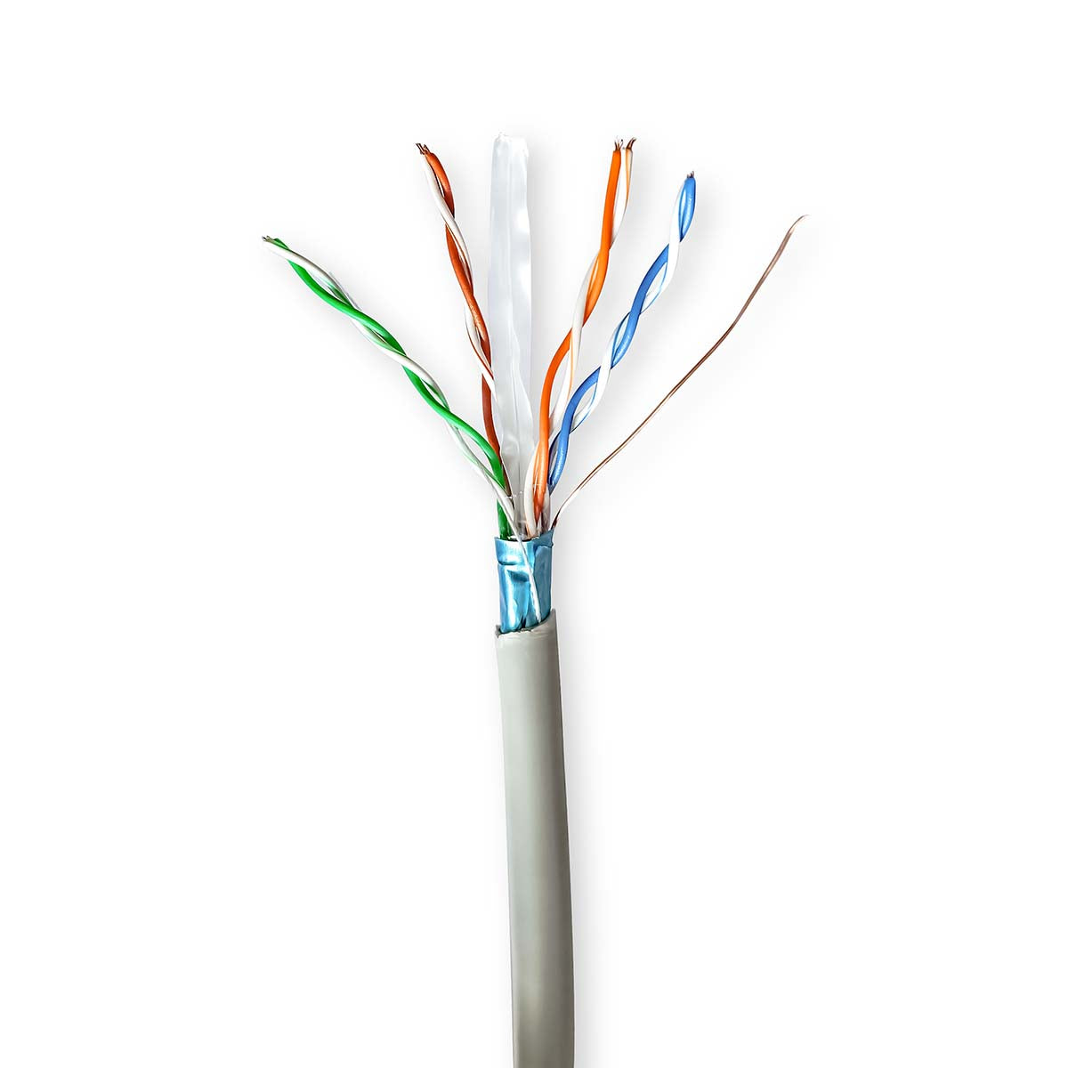 Nedis - CAT6 netværkskabel rulle | Stranded | F/UTP | CCS | 50.0 m | Indendørs | Runde | PVC | Grå | Trækboks - CCBG8522GY50