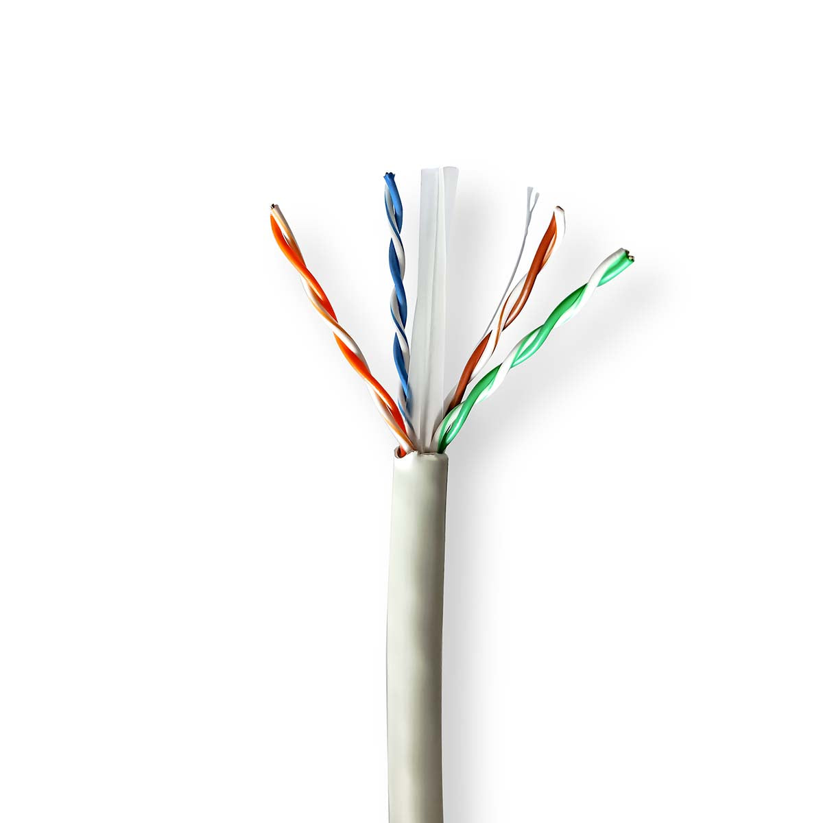Nedis - CAT6 netværkskabel rulle | Solid | U/UTP | Kobber | 100 m | Indendørs | Runde | LSZH | Grå | Trækboks - CCBG8525GY100S