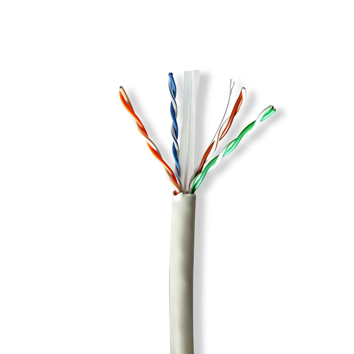Nedis - CAT6 netværkskabel rulle | Solid | U/UTP | Kobber | 305 m | Indendørs | Runde | LSZH | Grå | Trækboks - CCBG8525GY305S
