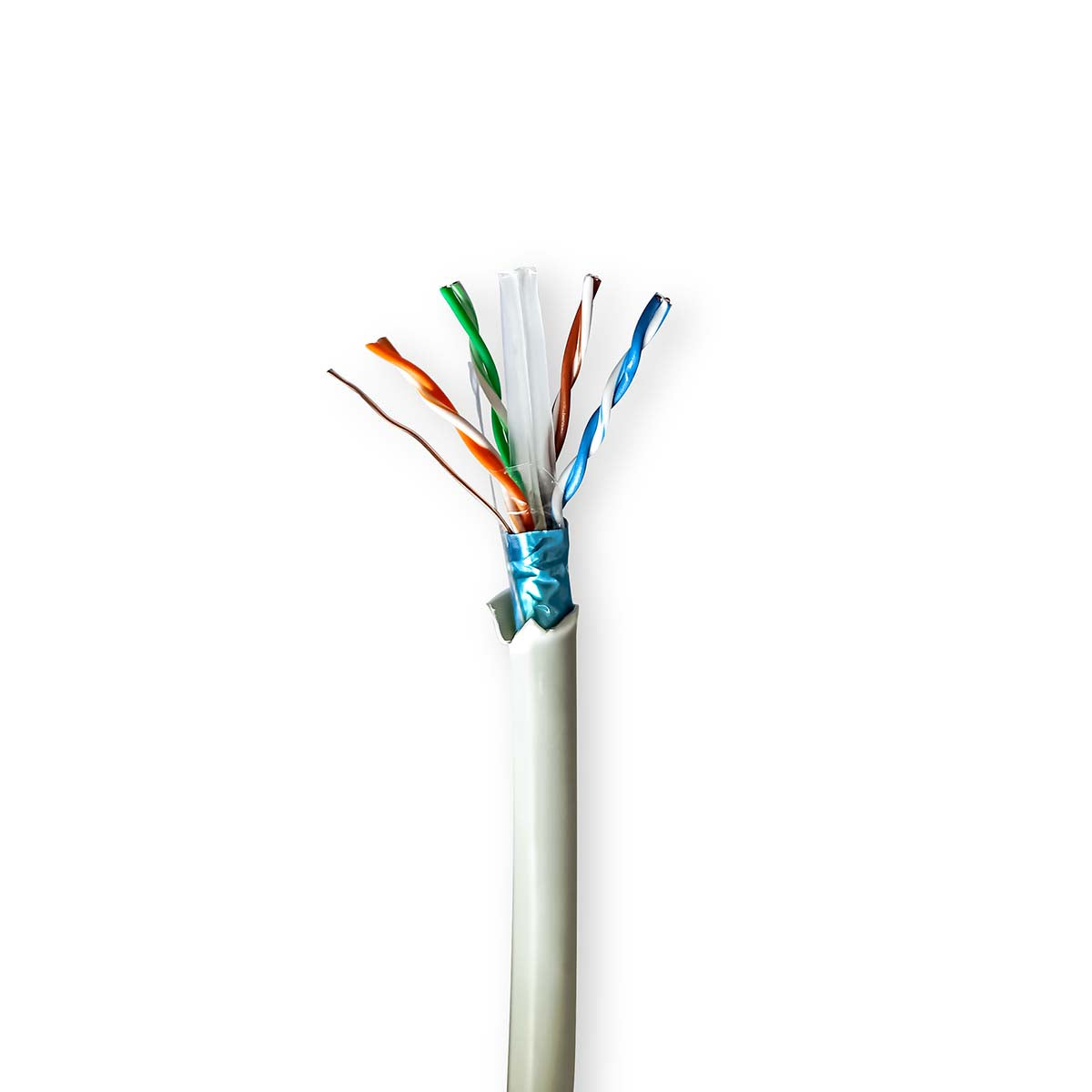 Nedis - CAT6 netværkskabel rulle | Stranded | F/UTP | Kobber | 100 m | Indendørs | Runde | LSZH | Grå | Trækboks - CCBG8526GY100