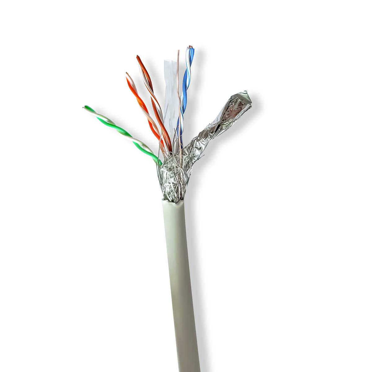 Nedis - CAT6 netværkskabel rulle | Stranded | S/FTP | Kobber | 100 m | Indendørs | Runde | LSZH | Grå | Trækboks - CCBG8528GY100