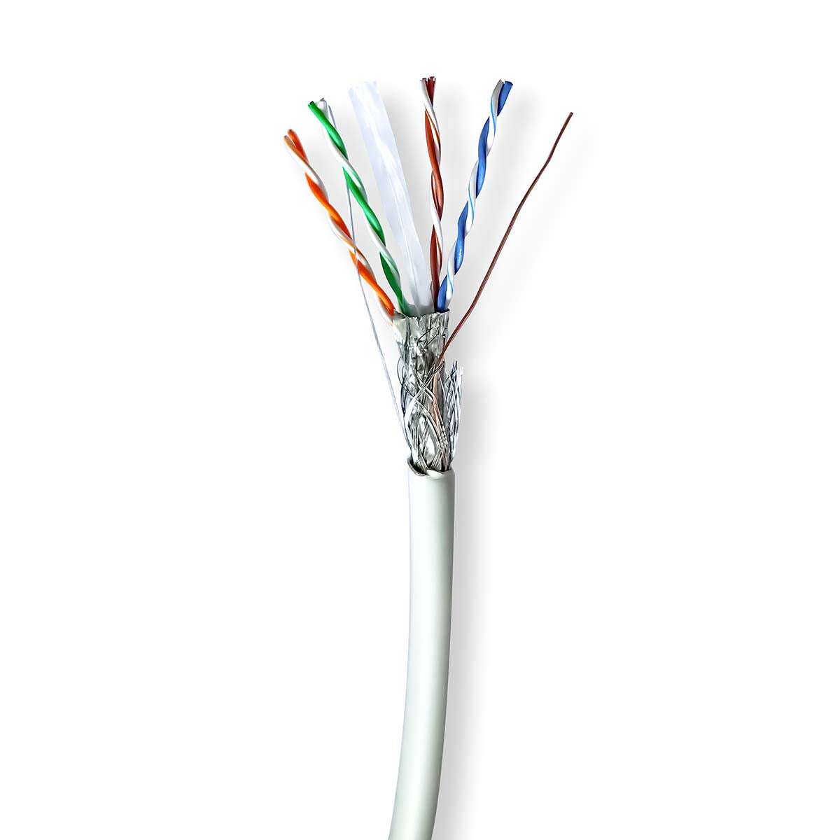 Nedis - CAT6 netværkskabel rulle | Solid | S/FTP | Kobber | 305 m | Indendørs | Runde | LSZH | Grå | Trækboks - CCBG8528GY305S