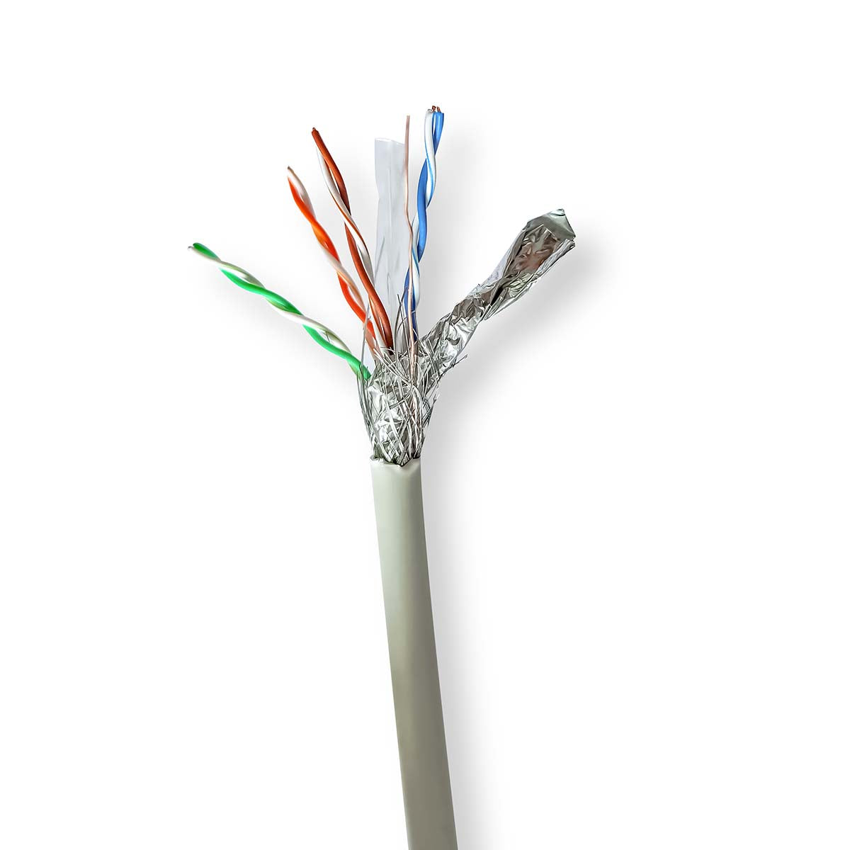 Nedis - CAT6 netværkskabel rulle | Stranded | S/FTP | Kobber | 305 m | Indendørs | Runde | LSZH | Grå | Trækboks - CCBG8528GY305