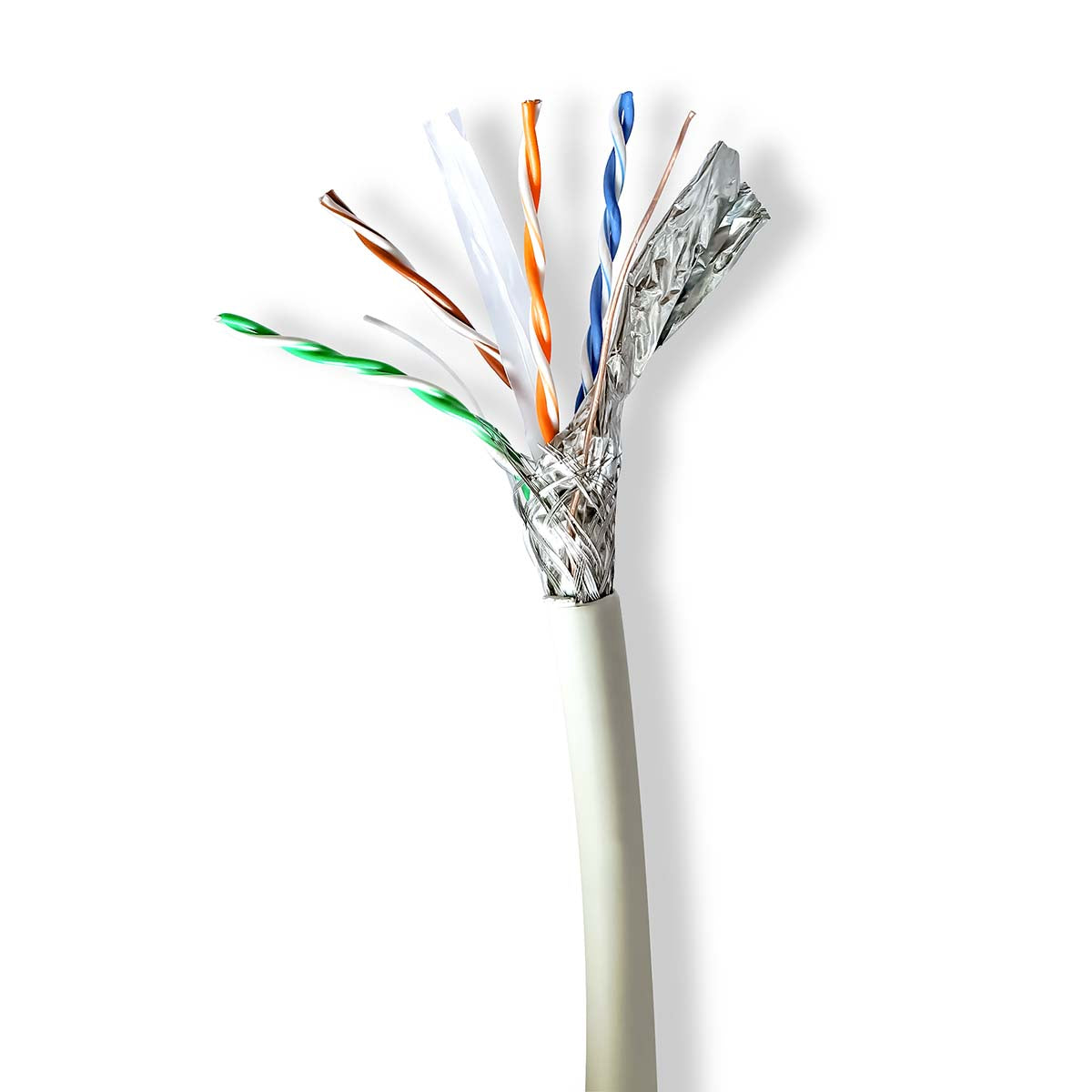 Nedis - CAT6a netværkskabel rulle | Solid | SF/UTP | Kobber | 100 m | Indendørs | Runde | LSZH | Grå | Trækboks - CCBG8538GY100S