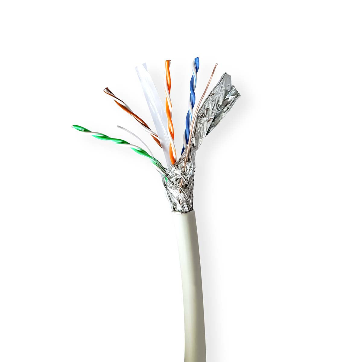 Nedis - CAT6a netværkskabel rulle | Solid | SF/UTP | Kobber | 305 m | Indendørs | Runde | LSZH | Grå | Trækboks - CCBG8538GY305S