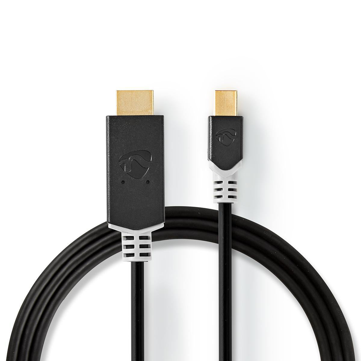 Nedis - Mini DisplayPort kabel | DisplayPort 1.4 | Mini DisplayPort han | HDMI™ Stik | 48 Gbps | Guldplateret | 2.00 m | Runde | PVC | Antracit | Plastikpose - CCBP37604AT20